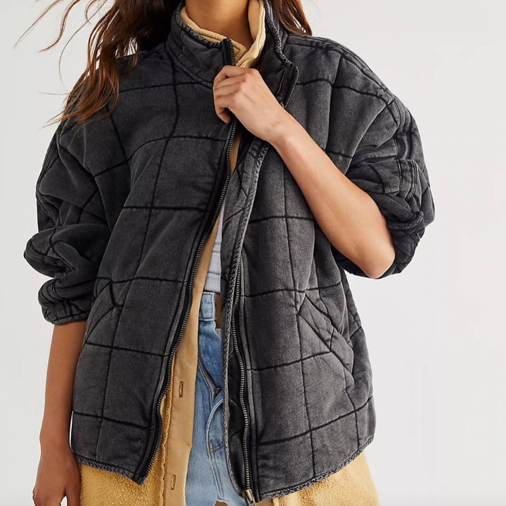 Free people oversized quilt jacket, black